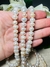 Tiras de perlas oval irregular blanca 043