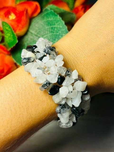 Pulsera triple con escalla cuarzo rutilado - comprar online