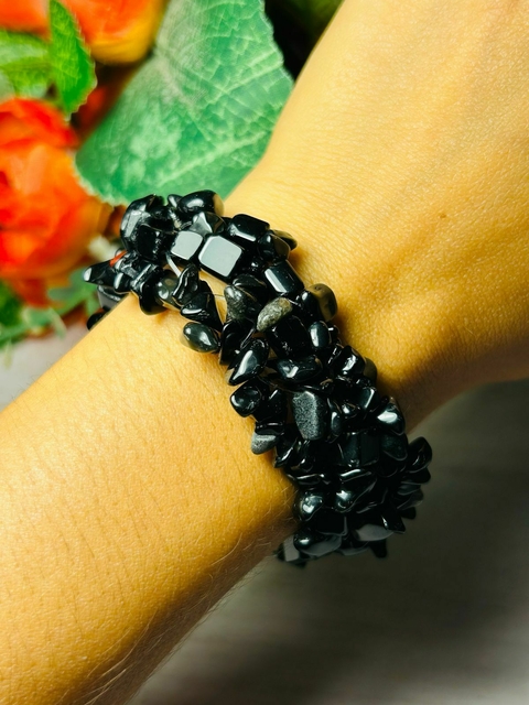 Pulsera triple con escalla obsidiana - comprar online