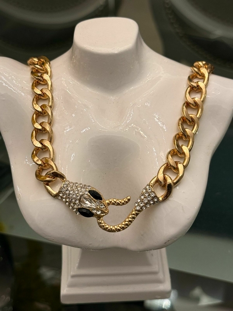 Collar de fiesta serpiene dorado