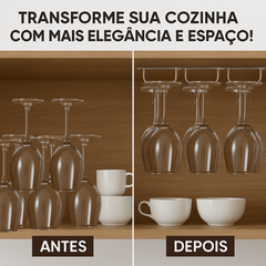 Suporte para Taças de Vinho 27cm Aço Cromado – Organizador Cozinha, Bar, Restaurante na internet