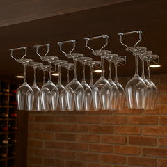 Suporte para Taças de Vinho 27cm Aço Cromado – Organizador Cozinha, Bar, Restaurante - loja online