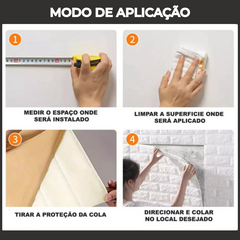Kit 10 Painel 3D Auto Adesivo Tijolo 70x77cm – Fácil Aplicação, Sem Sujeira