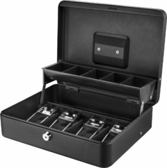 Caixa de Dinheiro Grande 32cm com Chave – 5 Divisórias, Trava Segura e Bandeja - COMERCIAL 21 IMP EXP 