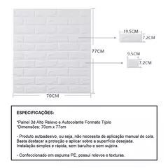 Kit 10 Painel 3D Auto Adesivo Tijolo 70x77cm – Fácil Aplicação, Sem Sujeira - comprar online