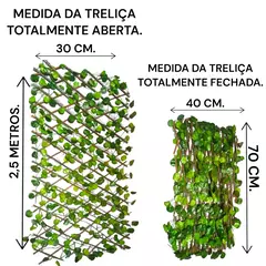 Treliça Sanfonada c/ Folhas Artificiais – Madeira Ajustável p/ Jardim, Muro e Festa - comprar online