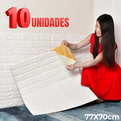 Imagem do Kit 10 Painel 3D Auto Adesivo Tijolo 70x77cm – Fácil Aplicação, Sem Sujeira