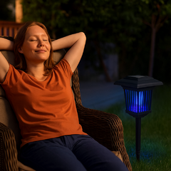 Lâmpada Solar LED Espanta Mosquito c/ Luz UV p/ Jardim IP65 - COMERCIAL 21 IMP EXP 