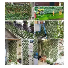 Treliça Sanfonada c/ Folhas Artificiais – Madeira Ajustável p/ Jardim, Muro e Festa - comprar online