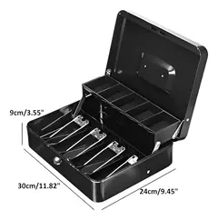Caixa de Dinheiro Grande 32cm com Chave – 5 Divisórias, Trava Segura e Bandeja - COMERCIAL 21 IMP EXP 