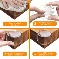 6 Protetor de Quina de Móveis Segurança Bebê – Silicone Transparente c/ Adesivo - COMERCIAL 21 IMP EXP 