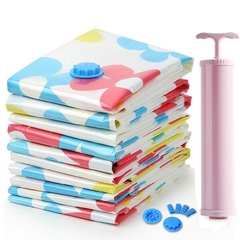 Kit 10 Sacos A vácuo para Armazenamento + Bomba – A Vácuo e Zip Lock, Reutilizável, Viagens, Roupas e Edredons - loja online