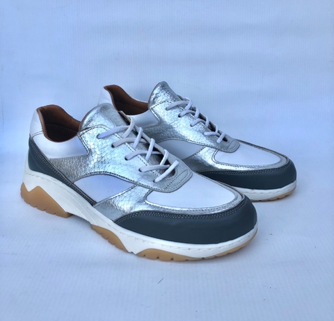 Zapatilla de cuero combinada Perissinotto (603)