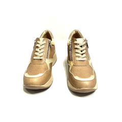 Zapatilla acordonada de cuero Keady (8521) visón/dorado en internet