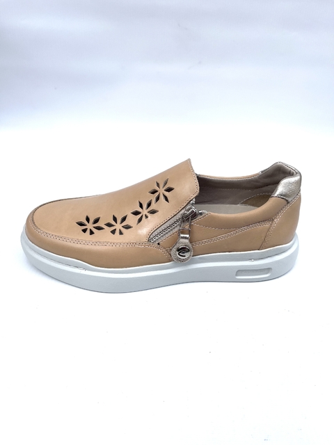 Zapatilla de cuero con cierre Cavatini (39-1215)