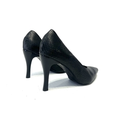 Stileto de cuero Valeria Mazza (v7500) reptil negro - Calzados Miguel Angel - Zapatos de cuero