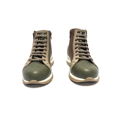 Zapatilla botita de cuero Kalel (2003KA) militar/vison/tabaco - Calzados Miguel Angel - Zapatos de cuero