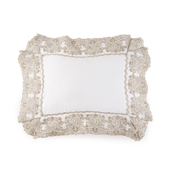 Almofada para Cama Trussardi 300 Fios Cetim 100% Algodão Egípcio Livorno Branco/ Carvalho