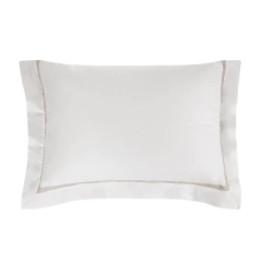 Fronha Trussardi Montani Branco e Legno 600 fios 100% Algodão Egípcio - comprar online
