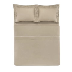 Jogo de Cama Trussardi 300 Fios Percal 100% Algodão Enrico Nocciola/Branco - comprar online