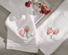 Jogo Lavabo e Rosto Trussardi 100% Algodão Le Magnolie