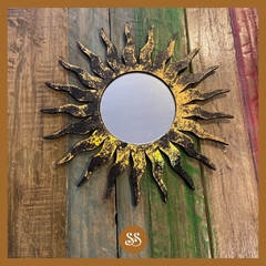ESPEJO SOL 30CM NEGRO DORADO - comprar online