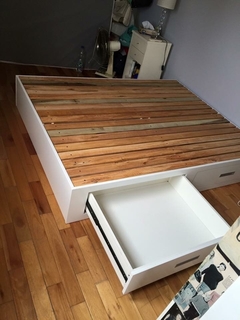 Base De Sommier Blanca Laqueada 4 Cajones