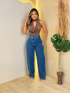 Calça jeans assimétrica pantalona - comprar online