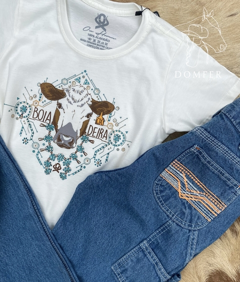 T-shirt Infantil Boiadeira - Ox Horns