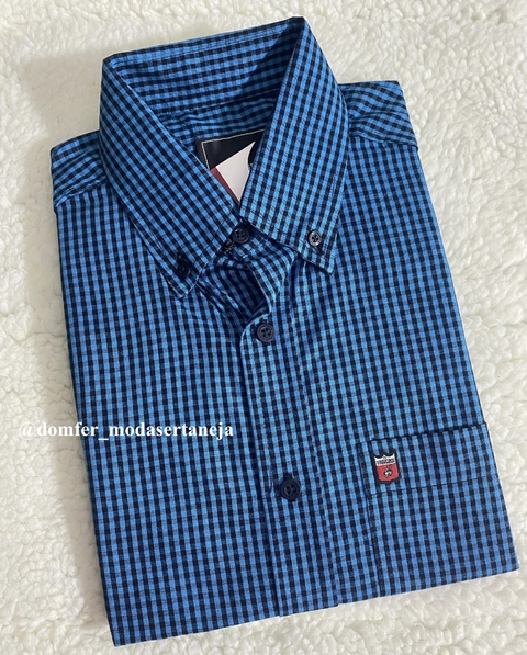 Camisa Masculina MC Azul/preto - Os Vaqueiros