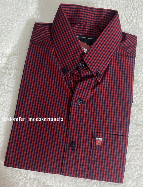 Camisa Masculina MC Vermelho/Marinho - Os Vaqueiros