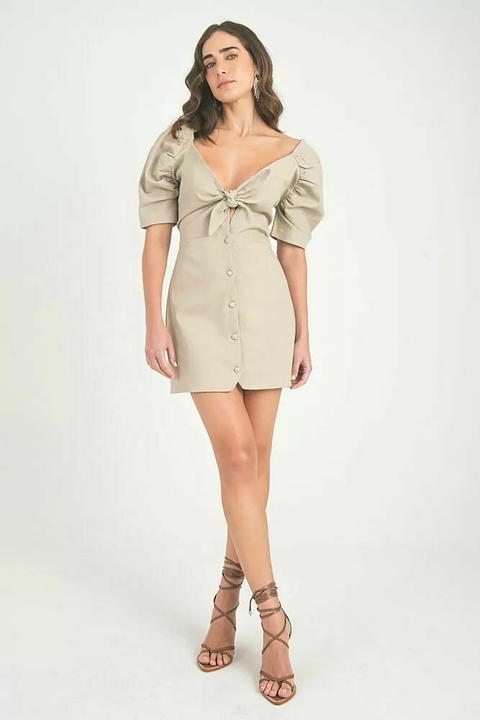 VESTIDO SARJA MANGA PRINCESA NÓ BUSTO