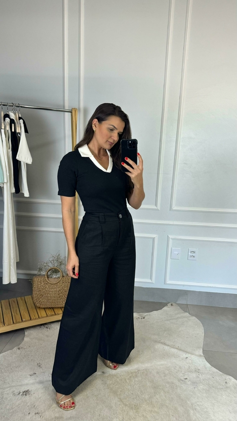 BLUSA BIANCA BICOLOR CANELADA
