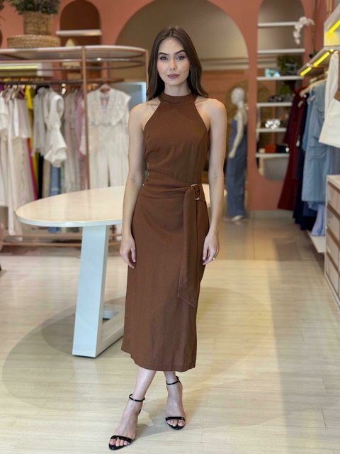 VESTIDO MIDI CAMILA GOLA ALTA - comprar online