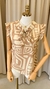 Blusa Gravata Estampa Bege