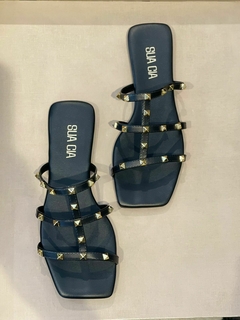 Rasteira Sua Cia Preto Spikes - Boutique Par Perfeito