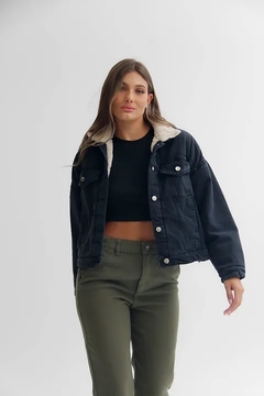 Campera jean negra corderito en internet