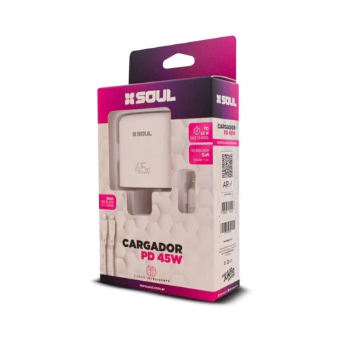 CARGADOR VIAJERO TIPO C - TIPO C SOUL PDQC45W + 1 USB