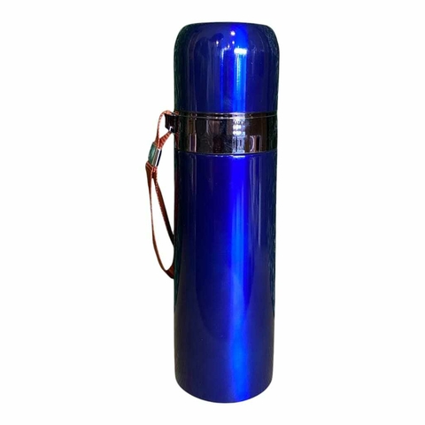 TERMO DE ACERO CON CORREA PURE HEALTY HAPPY - 500ML - AZUL - comprar online