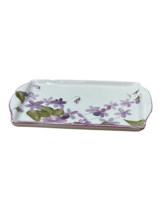 Bandejinha flores roxas - Luci Monteiro Gifts - Arte em Cerâmica | Porcelanas pintadas à mão