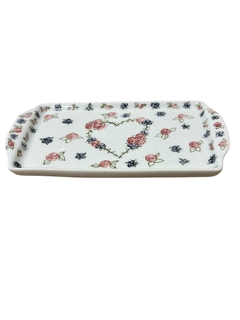 Bandejinha coração e rosinhas - Luci Monteiro Gifts - Arte em Cerâmica | Porcelanas pintadas à mão