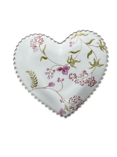 Bandeja Coração com florzinhas delicadas - Luci Monteiro Gifts - Arte em Cerâmica | Porcelanas pintadas à mão