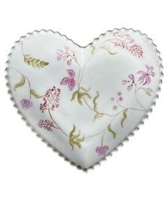 Bandeja Coração com Florzinhas Delicadas - Luci Monteiro Gifts - Arte em Cerâmica | Porcelanas pintadas à mão