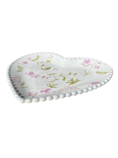 Bandeja Coração com Florzinhas Delicadas - Luci Monteiro Gifts - Arte em Cerâmica | Porcelanas pintadas à mão