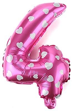Imagen de NÚMERO METALIZADO ROSADO CON CORAZONES 36cm 16"