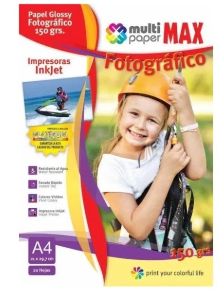 Papel Foto Glossy Ink X 20 Hojas 150 Grs