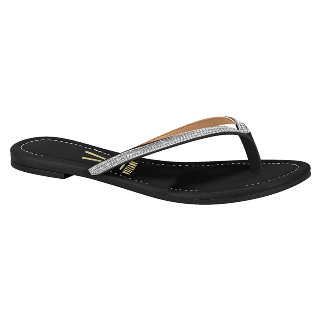 Chinelo Vizzano 6371300 Preto de Dedo com Brilho na Tira