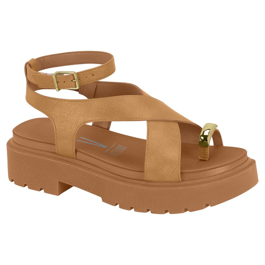 Sandalia Vizzano 6499122 Caramelo Tratorada Metal Dourado Dedão