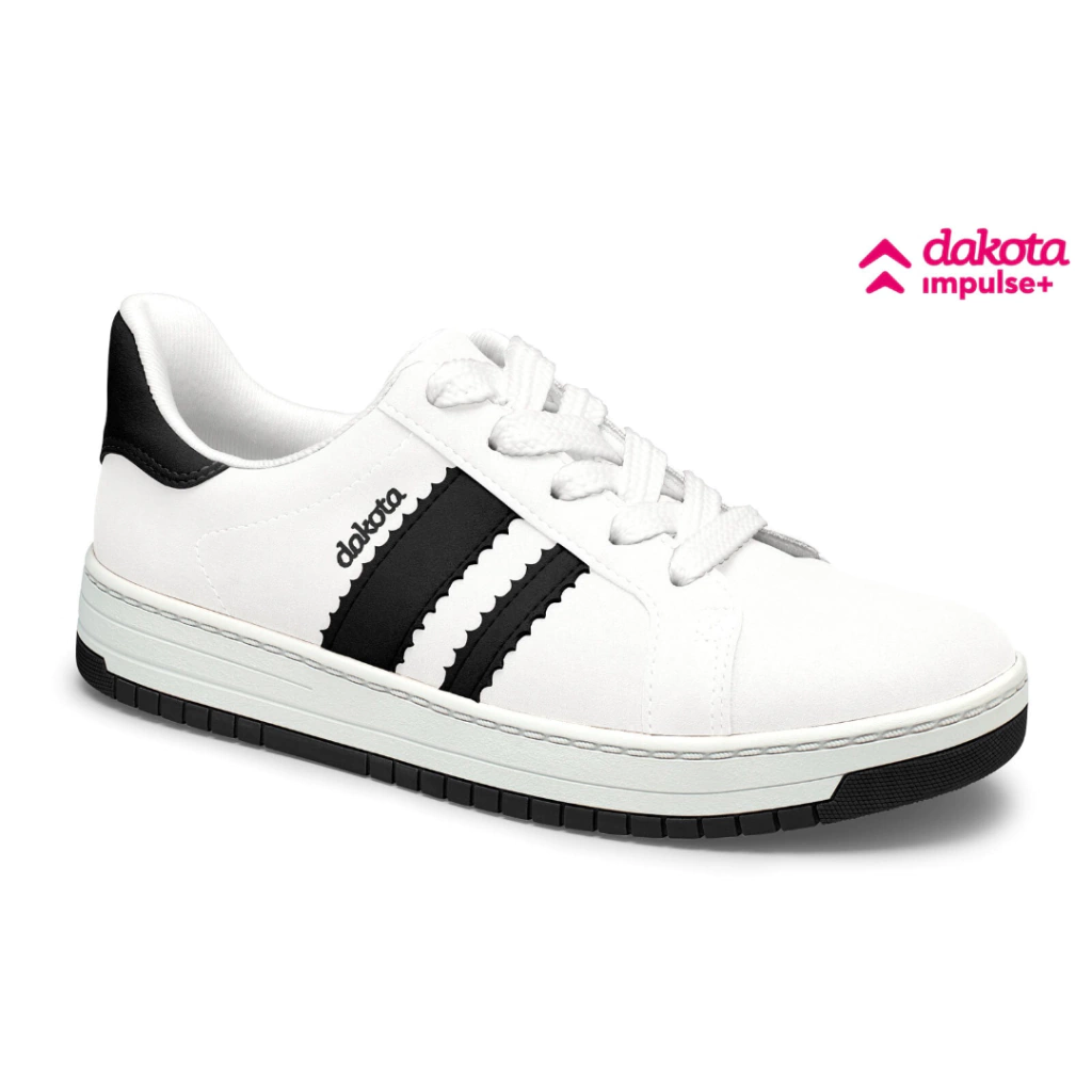 Tenis Dakota DA555 Branco com Duas Listras Pretas