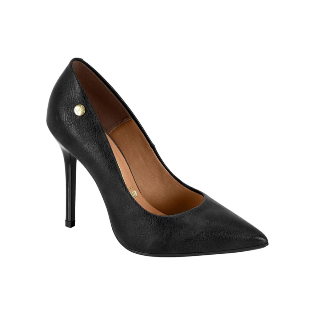 Scarpin Vizzano 1421100 Preto Pelica Salto Alto Fino